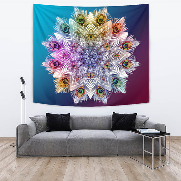 Peacock Feathers Star Tapestry