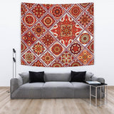 Luxury Magic Fire Red Mosaic Mandala Design Wall Tapestry
