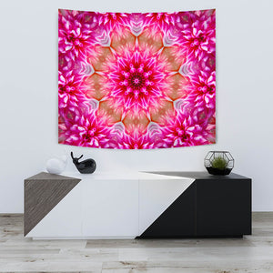 Psychedelic Pink Flower Vision Tapestry