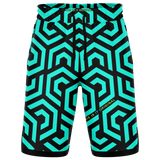Luxury Black & Light Blue Geometric Classic Design Unisex Basketball Shorts