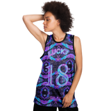 Neon Marble Colors on Black Galaxy Design Basketball Jersey