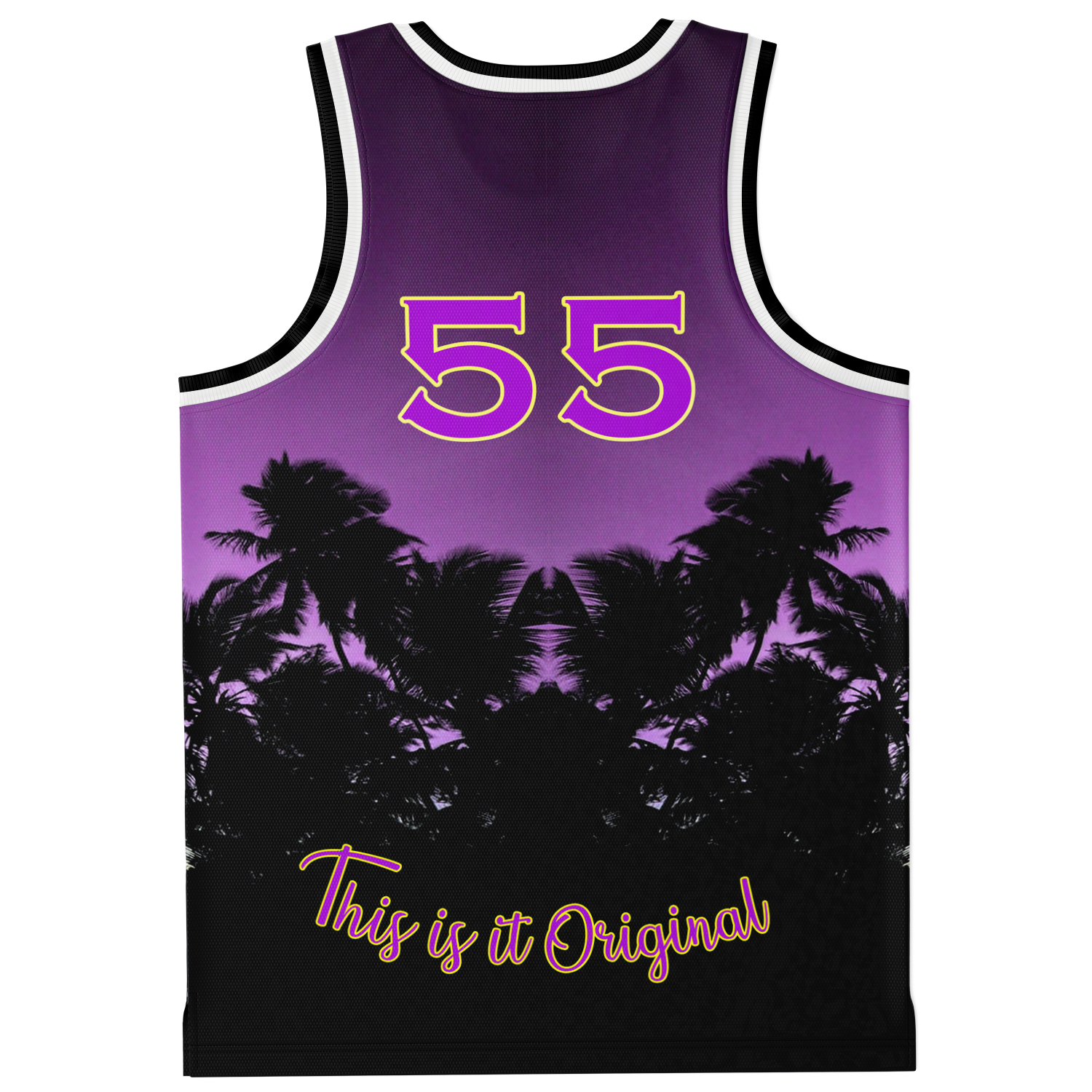 Luxury Violet Sunset Color with Palm Tree Lucky Number 55