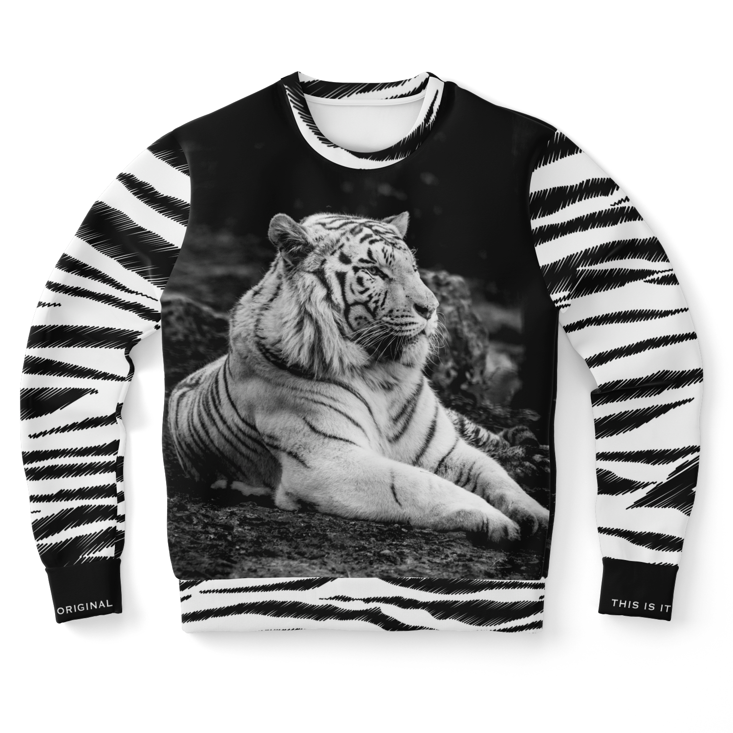 Exclusive White Tiger Design Black White Sweatshirt This is iT
