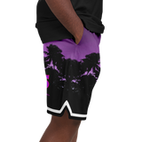 Luxury Violet Sunset Color with Palm Tree - Lucky Number 55 - Unisex Basketball Shorts