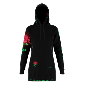 Black & Neon Rose Design I don't Fit in Style Women's Hoodie Dress