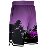 Luxury Violet Sunset Color with Palm Tree - Lucky Number 55 - Unisex Basketball Shorts