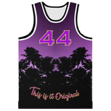 Luxury Violet Sunset Color with Palm Tree - Lucky Number 44 - Unisex Basketball Jersey