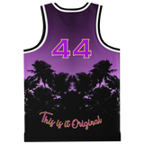 Luxury Violet Sunset Color with Palm Tree - Lucky Number 44 - Unisex Basketball Jersey