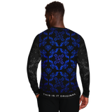 Exclusive Blue & Black Design with Black Ornamental Sleeve Style Luxury Fashion Sweatshirt