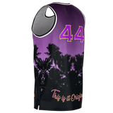 Luxury Violet Sunset Color with Palm Tree - Lucky Number 44 - Unisex Basketball Jersey