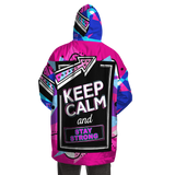Pink Painted Stylish Art Keep Calm & Stay Strong XXL Oversized Snug Hoodie