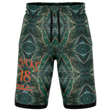 Dark Emerald Marble with Gold Paintings Design on Basketball Short
