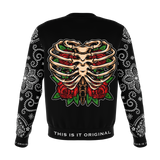Ribs & Roses with Black Paisley Bandana Design Sleeve Luxury Fashion Sweatshirt