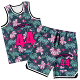 Tropical Palm Tree & Pink Lovely Flower with Pink Vibe Unisex Basketball Set