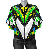 Racing Style Neon Green & Black Colorful Splash Vibe Women's Bomber Jacket