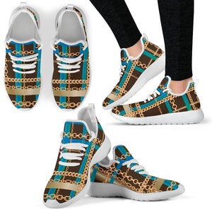 Blue Chain Mesh Knit Sneakers