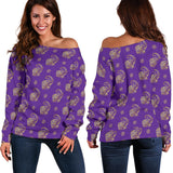Lucky Purple Elephant Women's Off Shoulder Sweater