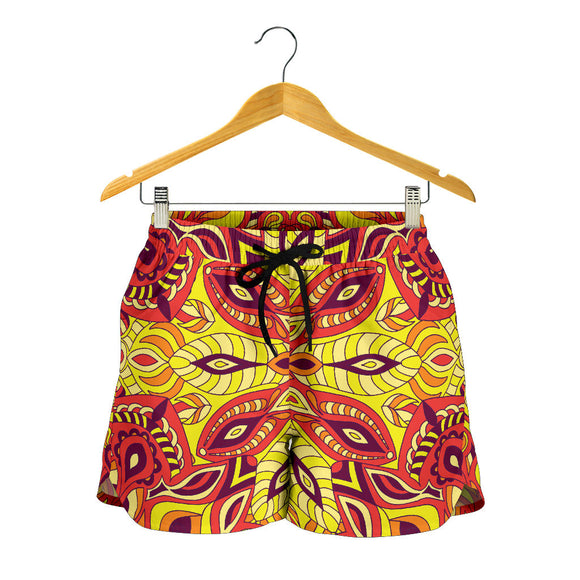 Red Sunny Mandala Women's Shorts