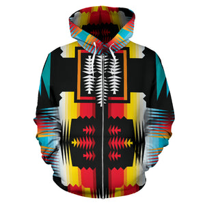 Abstract Fire And Turquoise Nature Zip Hoodie