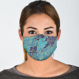 Ornamental Spirit Blue Design Japan Art Wave Protection Face Mask