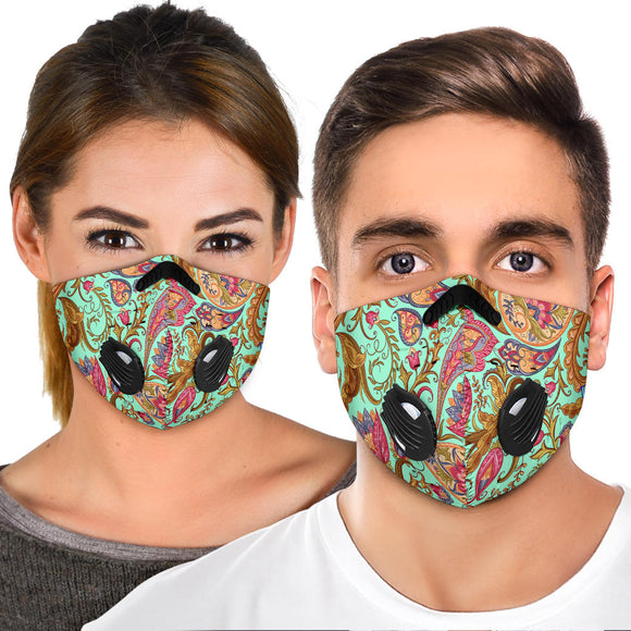 Paisley Floral Design Special Lovely Blue Premium Protection Face Mask