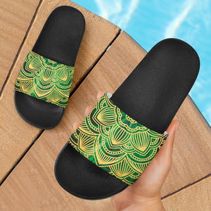 Glamour Green Mandala Slide Sandals