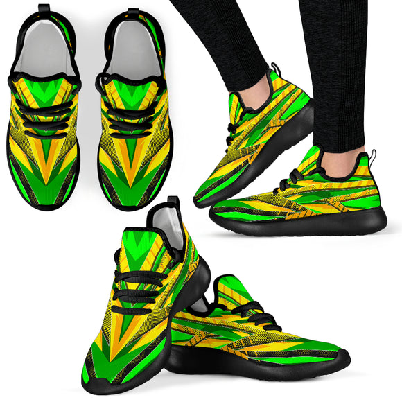 Racing Brazil Style Yellow & Green Colorful Vibe Mesh Knit Sneakers