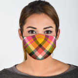 Tartan Design in Super Fresh Orange & Pink Colors Protection Face Mask