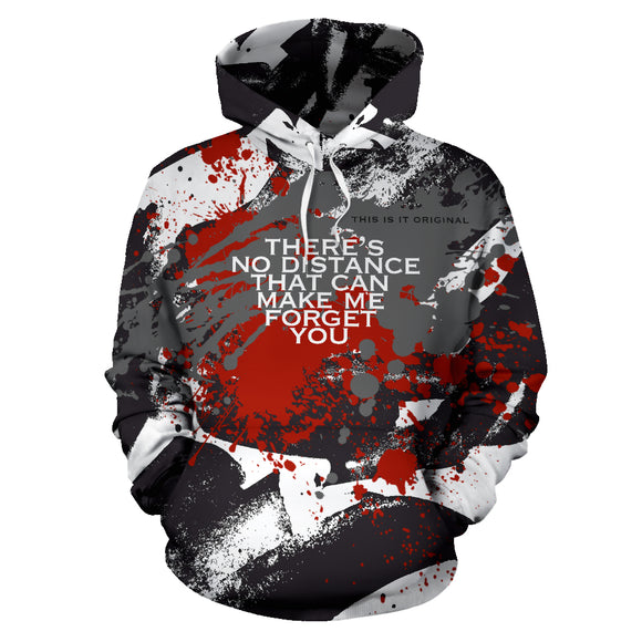 There's no distance. Black & White Abstract Design All Over Hoodie