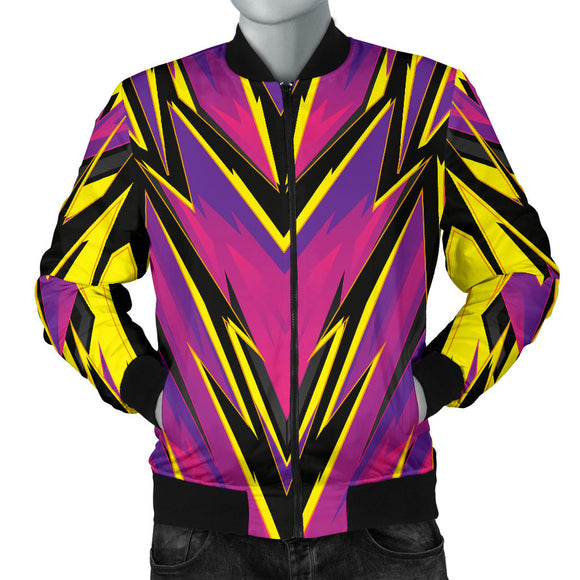 Racing Style Purple & Yellow Colorful Vibe Men's Bomber Jacket