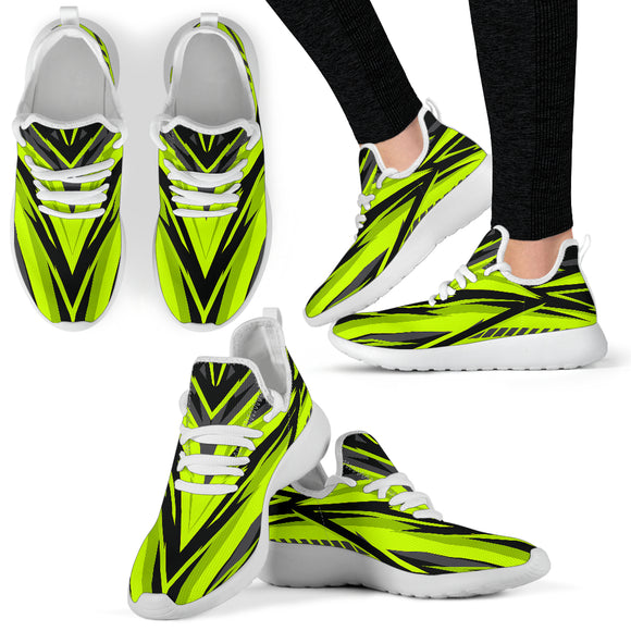 Racing Style Neon Green & Black 2 Colorful Vibe Mesh Knit Sneakers