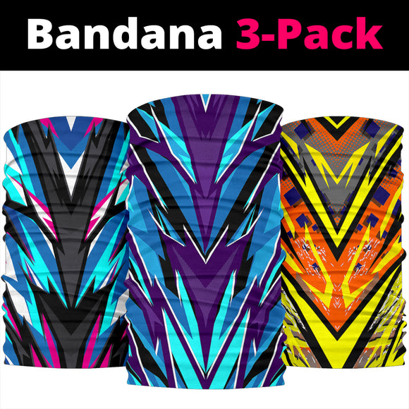 Racing Style Colorful Collection Bandana 3-Pack