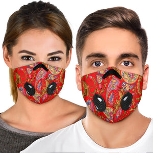 Paisley Floral Design Special Fire Red Premium Protection Face Mask