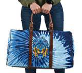 Special Navy Light Blue Tie Dye Design - Golden Lion Head Style - Travel Bag