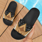 Racing Style Brown & Black Slide Sandals