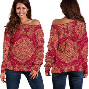 Royal Red Women's Off Shoulder Sweater