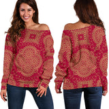 Royal Red Women's Off Shoulder Sweater