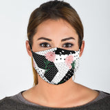 Bestseller Black Dots & White Dots With Lovely Pink Flowers Protection Face Mask
