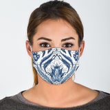 Luxurious Paisley Ornamental Design White & Blue Protection Face Mask
