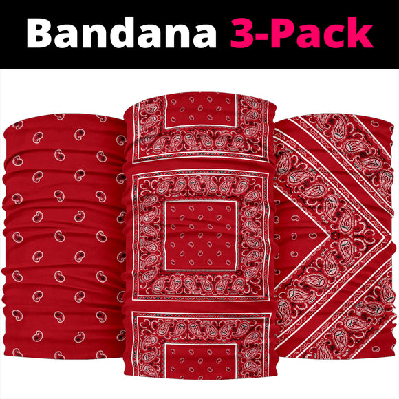 Classic Red Bandana Style Bandana 3-Pack