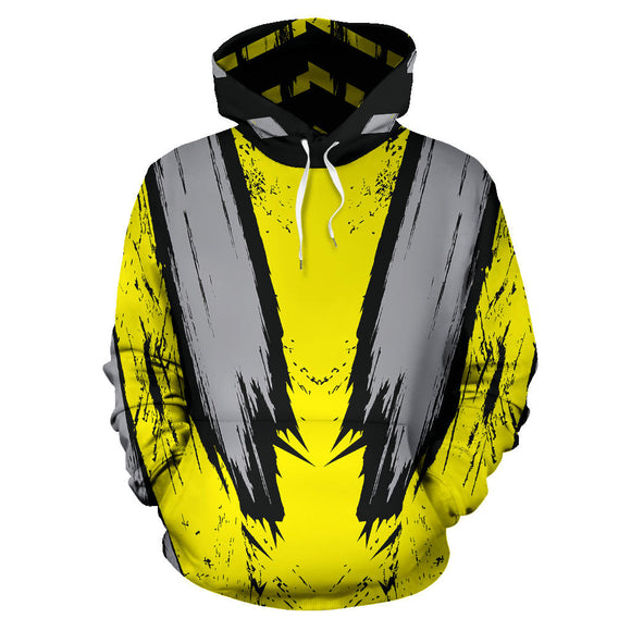 Racing Style Yellow & Silver Special Stripes Vibes All Over Hoodie