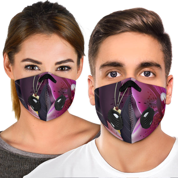 Luxury Colorful Pink Flowers Art Two Premium Protection Face Mask