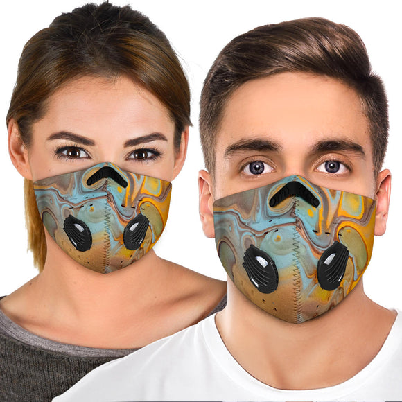 Yellow & Blue Real Bubble Marble Design Premium Protection Face Mask