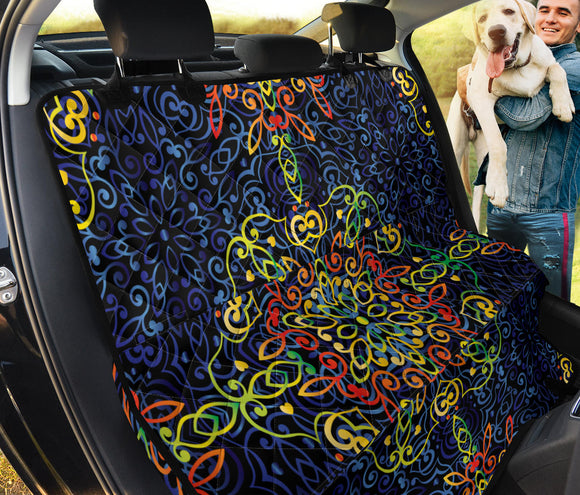 Glowing Rasta Mandala Pet Seat Cover