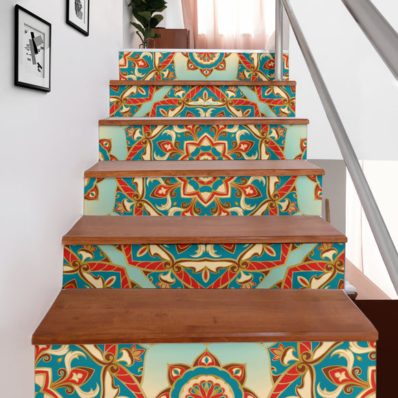 Best Home Decoration Luxury Mandala Style Two Stair Stickers (Set of 6)