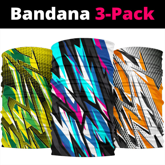 Racing Style Colorful 2 Bandana 3-Pack