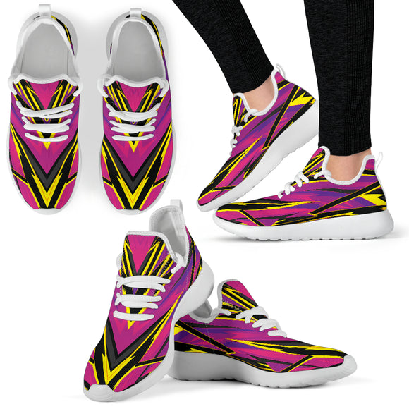 Racing Style Purple & Yellow 2 Colorful Vibe Mesh Knit Sneakers