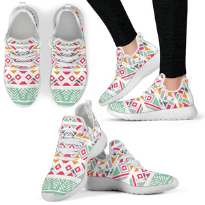 Colorful Ethnic Ornaments with Marble 2 Mesh Knit Sneakers