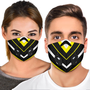 Racing Style Yellow & Black Stripes Premium Protection Face Mask