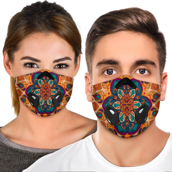 Orange Fire Mandala Design Premium Protection Face Mask